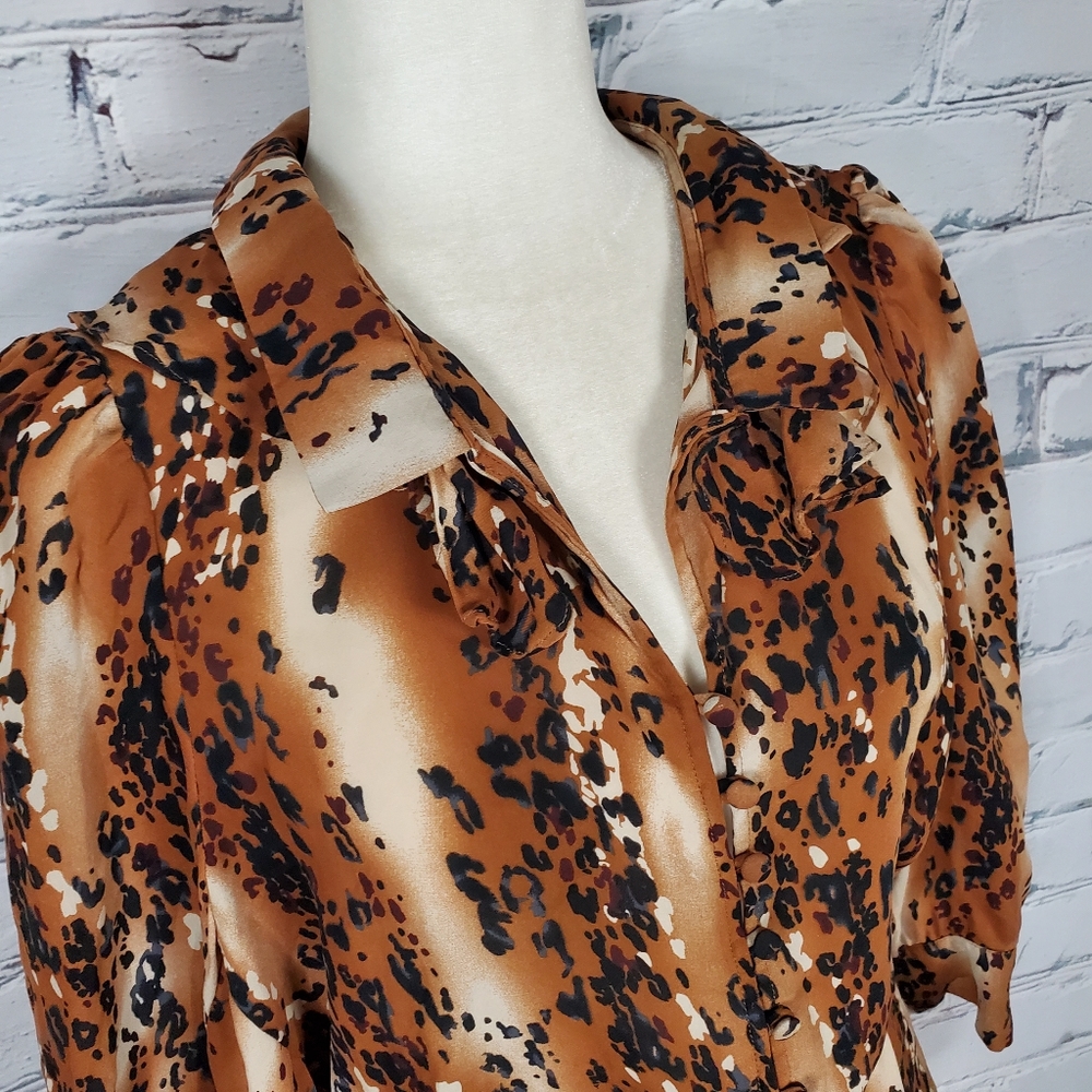 Parker Silk Leopard Ruffle Blouse - Picture 4 of 8
